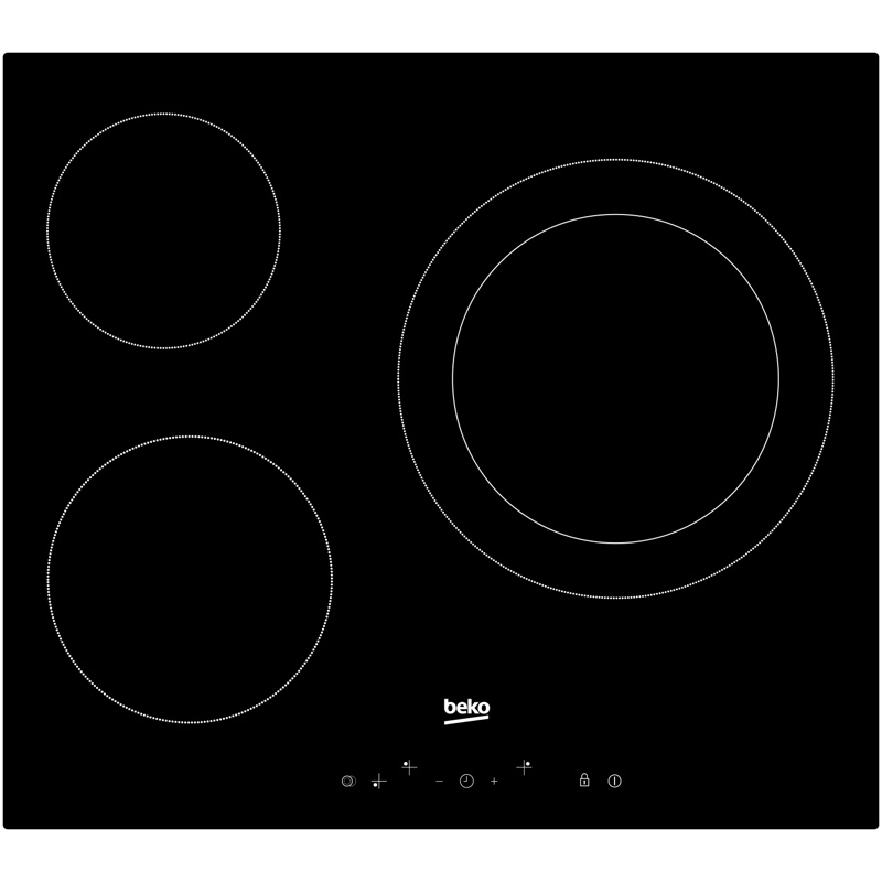 Beko HIC63402T με 3 ζώνες και 5700 W, 60 cm πλάτος, μαύρο φινίρισμα