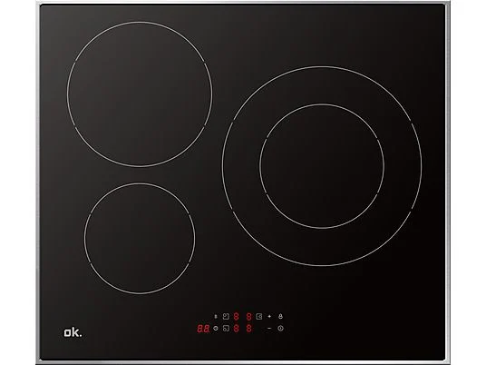 Placa de indução OK OBH 3611-1, 3 zonas de cozimento e 51,7 cm de largura